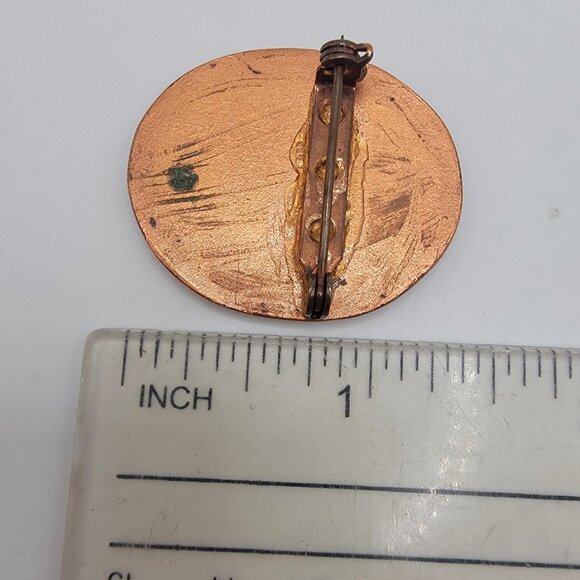 PIN OVAL VINTAGE WITH ENAMEL FLORAL FLOWERS BOUQUET  PAINTED‎ - Picture 2 of 2